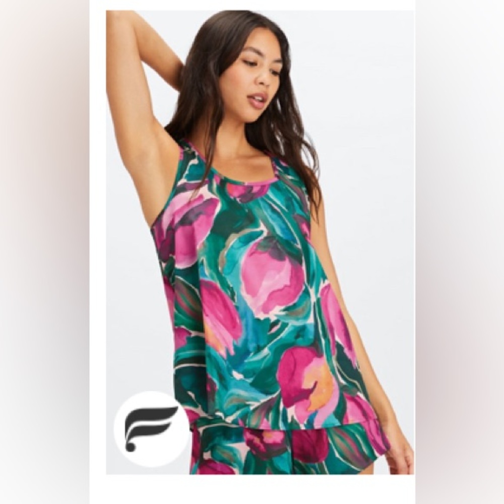 Fabletics women NWT ecosatin tulips sleeping top size XS